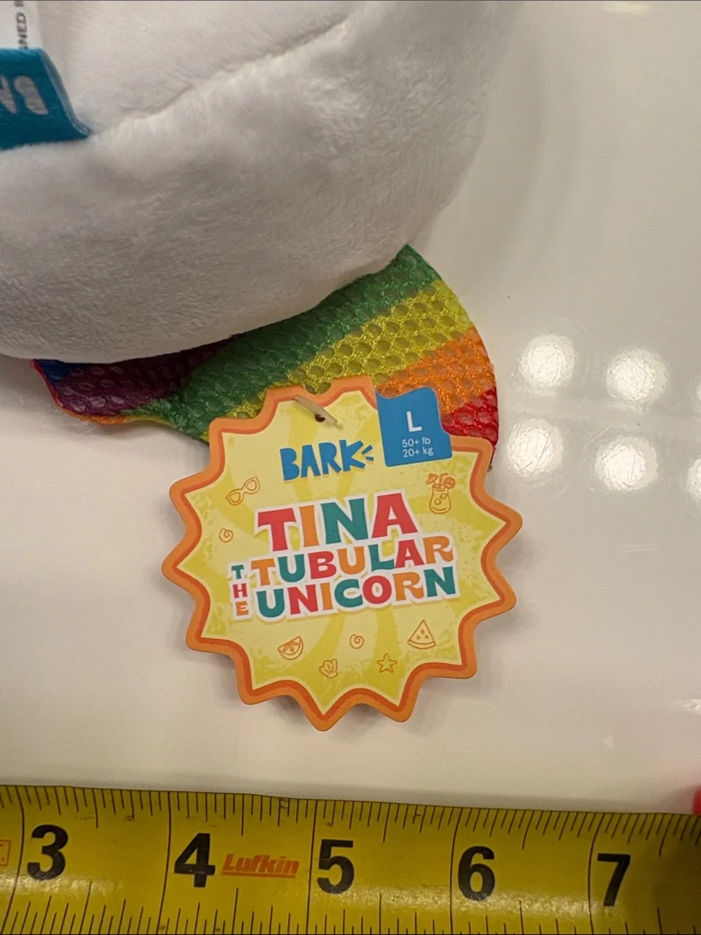 Bark White Plush Tina the Tubular Unicorn Dog Toy